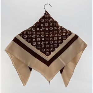 Vintage LOUIS VUITTON silk scarf monogram brown pattern